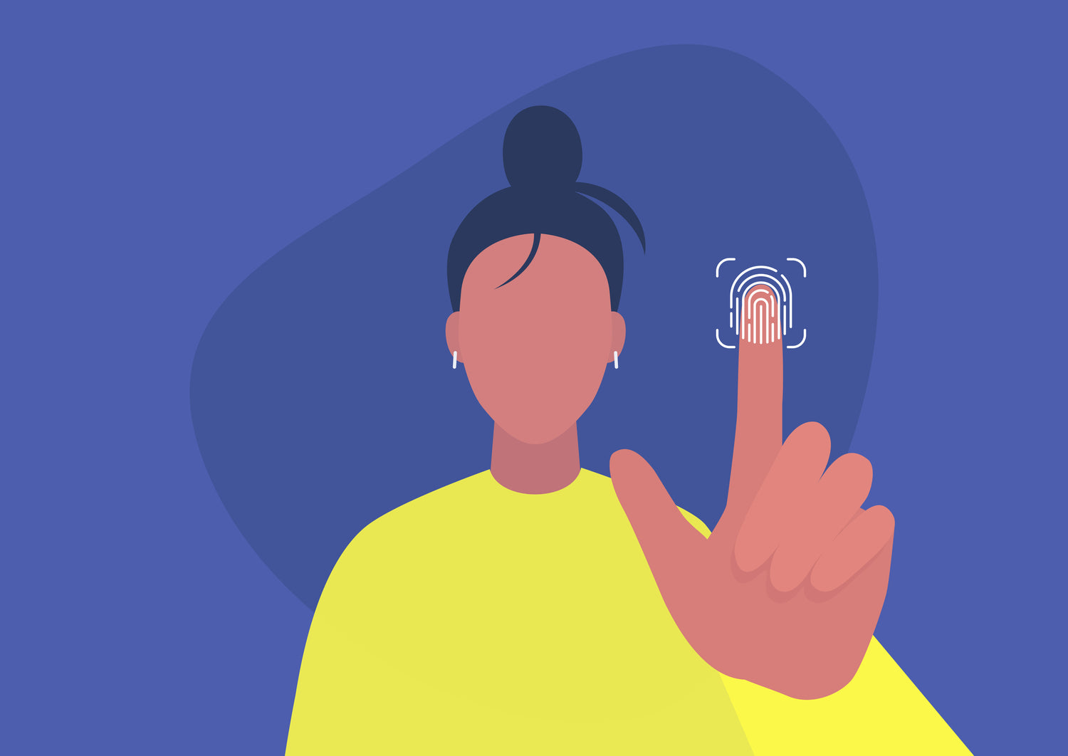 Illustration of female scanning her fingerprint